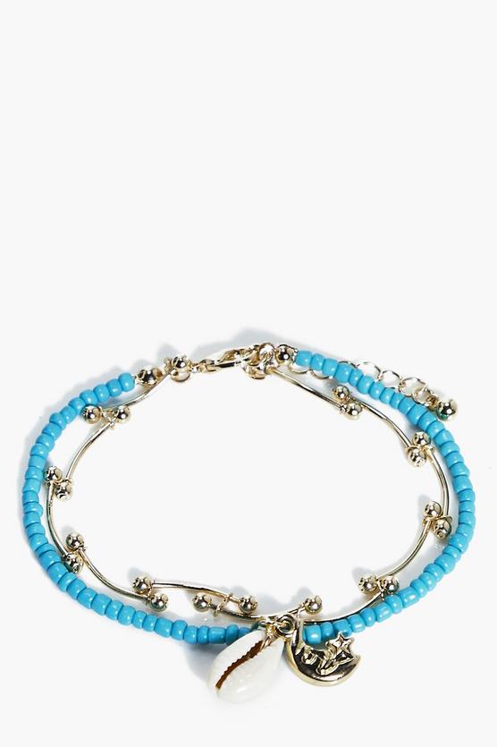 Libby Bead & Chain Shell Bracelet
